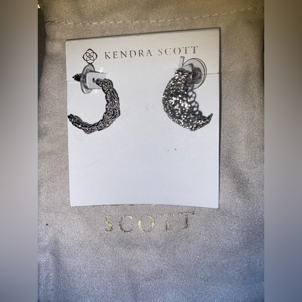 BNWT Kendra Scott Kendra Scott Krista Lace Silver Huggie Earrings $78